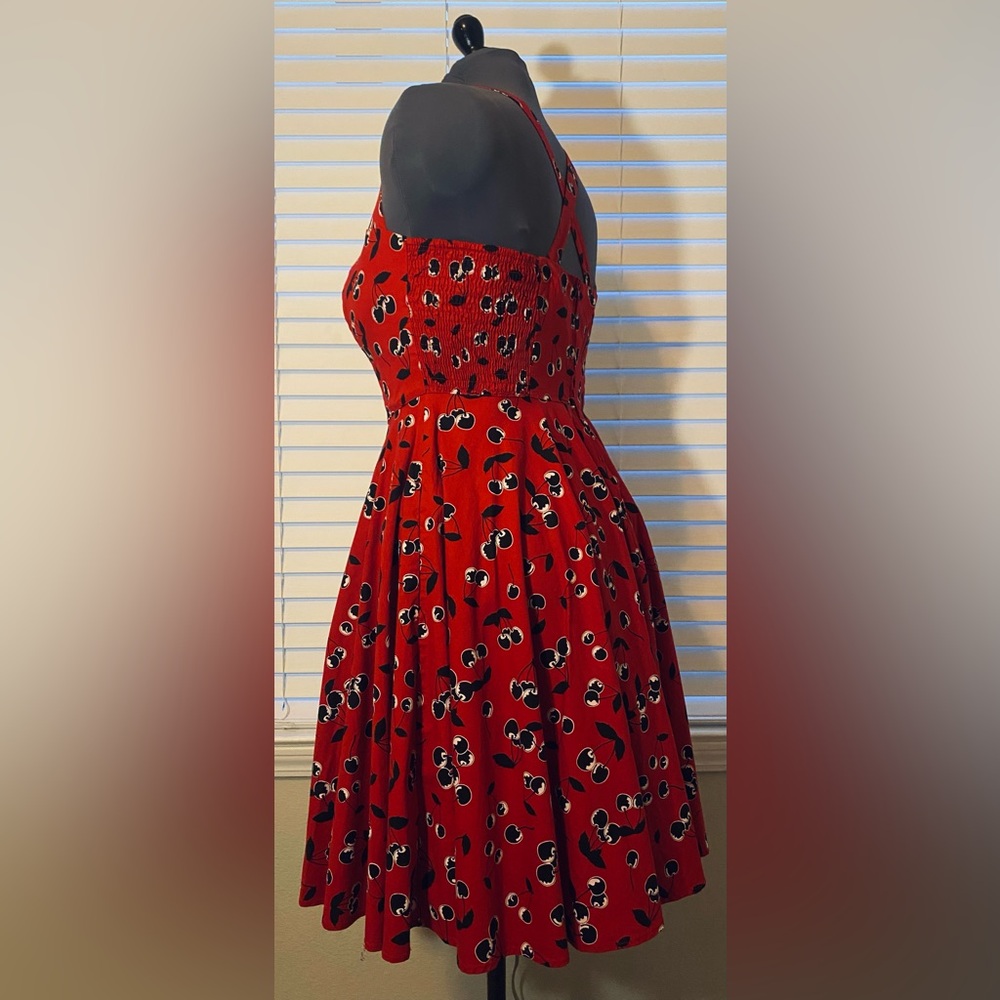 Hell Bunny Alison Retro Cherry Print Halter Dress Size 16UK - Picture 11 of 13